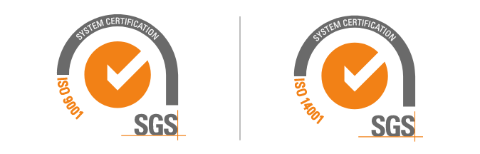 ISO9001SGSとISO14001SGSロゴ